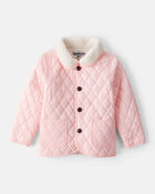 Toddler Girl Quilted Long-Sleeve Fashion Jacket - Pink, image 1 of 5 slides