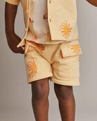 Toddler Boy French Terry Cargo Shorts in Sunny Life Print - Yellow, image 4 of 6 slides