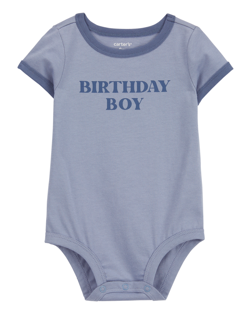 Baby Birthday Boy Short-Sleeve Bodysuit - Blue, image 1 of 3 slides