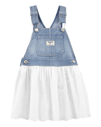 Baby Denim Eyelet Jumper Dress, 