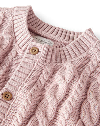 Toddler Girl Organic Cotton Cable Knit Cardigan, 