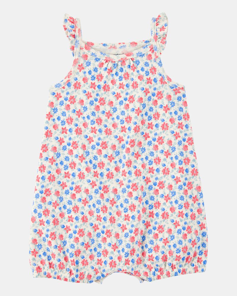 Baby Floral Cotton Romper, image 1 of 3 slides