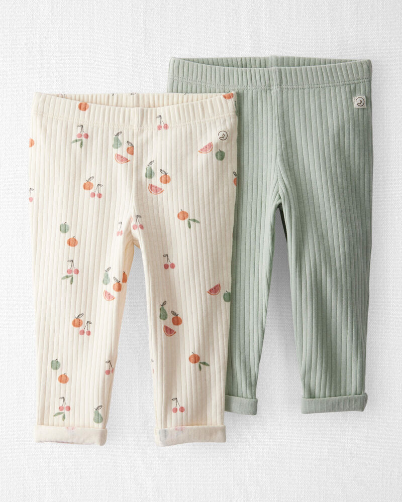 Baby Girl 2-Pack Organic Cotton Rib Leggings, image 1 of 5 slides