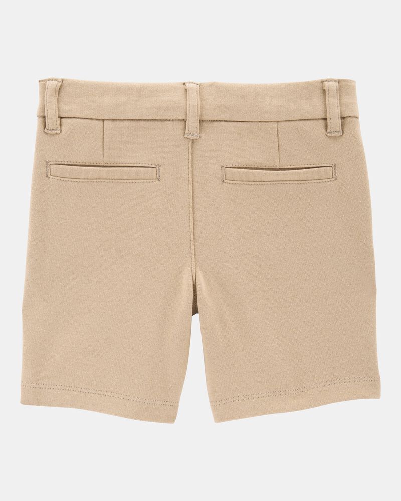 Toddler 3-Pack Ponte Knit Uniform Shorts - Khaki, image 3 of 6 slides