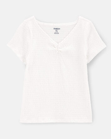 Kid Short-Sleeve Crinkle Top - White, 