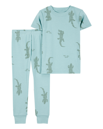 Toddler Boy 2-Piece Alligator Print 100% Snug Fit Cotton Pajamas - Blue, 