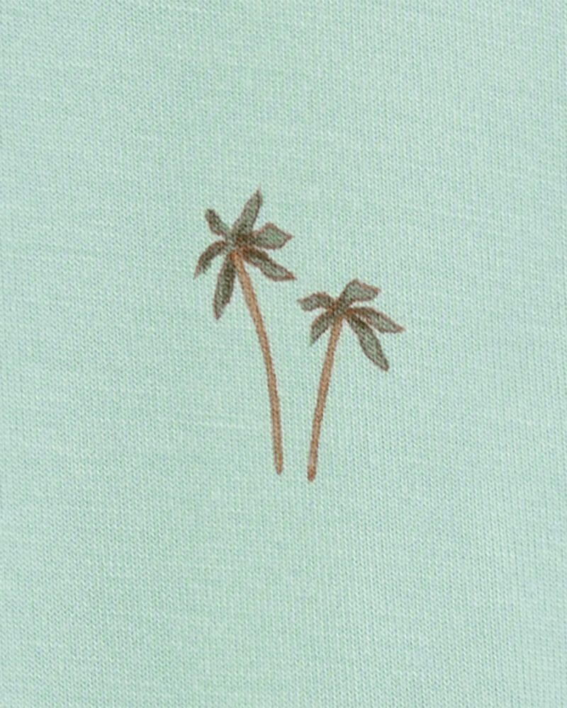 Baby Boy Palm Tree Print 2-Way Zip PurelySoft Convertible Foot Sleep & Play Pajamas - Mint, image 4 of 7 slides