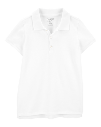 Girls Piqu&eacute; Polo Shirt - White, 