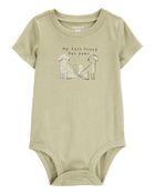 Baby Dog Best Friend Short-Sleeve Bodysuit - Olive, image 1 of 3 slides