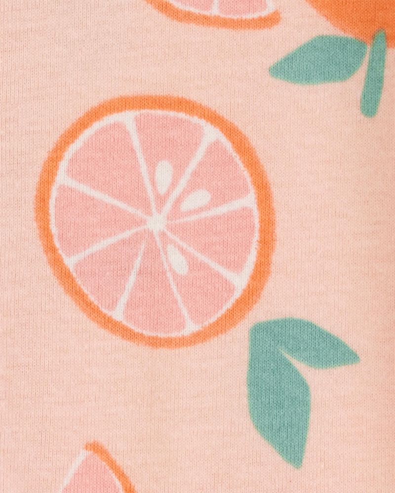 Toddler Girl Orange Print Snug Fit Cotton Footless 1-Piece Pajamas - Pink, image 2 of 4 slides