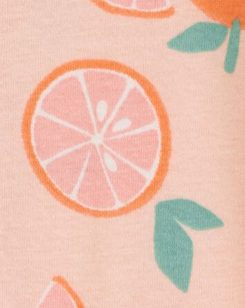 Toddler Girl Orange Print Snug Fit Cotton Footless 1-Piece Pajamas - Pink, 