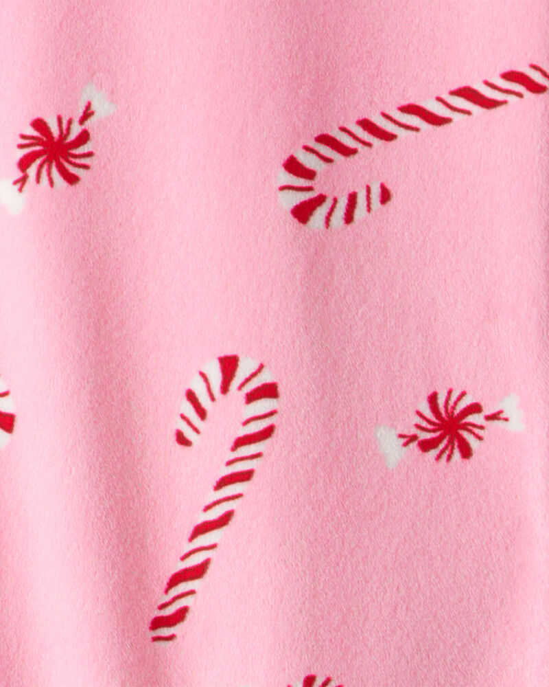 Baby Girl Peppermint Print DreamPlush Long-Sleeve Snug Fit 1-Piece Pajamas - Pink, image 3 of 4 slides