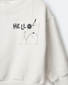 Toddler Hello!' Pullover Sweatshirt - Cream, image 6 of 6 slides