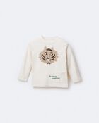 Toddler 'Endless Potential' Tiger Long-Sleeve Pocket Graphic Tee - Cream, image 2 of 7 slides