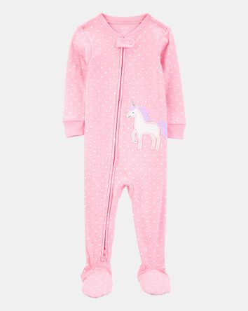 Baby Girl Unicorn Snug Fit Cotton Footie 1-Piece Pajamas - Pink, 