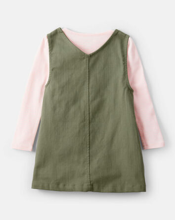 Toddler Girl 2-Piece Cotton Long-Sleeve Dress - Green, 