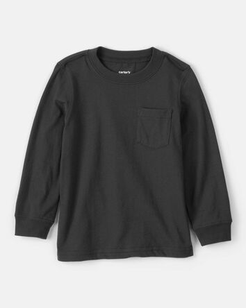 Toddler Boy Long-Sleeve Pocket Tee - Black, 