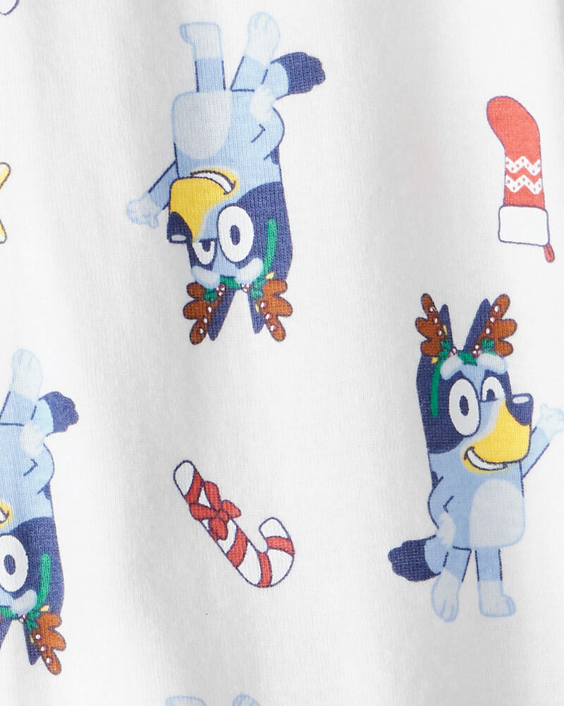 Baby Bluey&trade; 100% Cotton Long-Sleeve Snug Fit 1-Piece Pajamas - White, image 3 of 4 slides