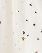 Baby Girl Star Print Short-Sleeve Dress - White, image 3 of 4 slides