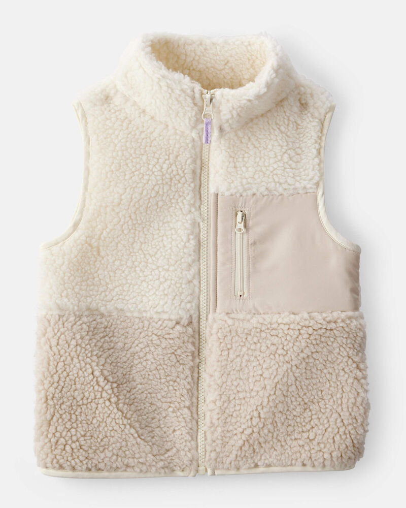 Toddler Girl Sherpa Vest - Cream, image 1 of 3 slides