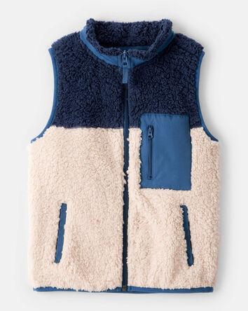 Boys Sherpa Sleeveless Vest - Blue, 