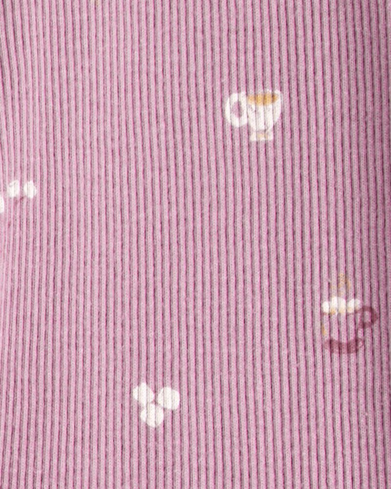 Baby Girl Quilted Quarter-Zip & Floral Legging Set - Purple, image 3 of 4 slides