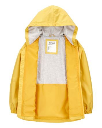 Boys Hooded Rain Jacket - Yellow, 