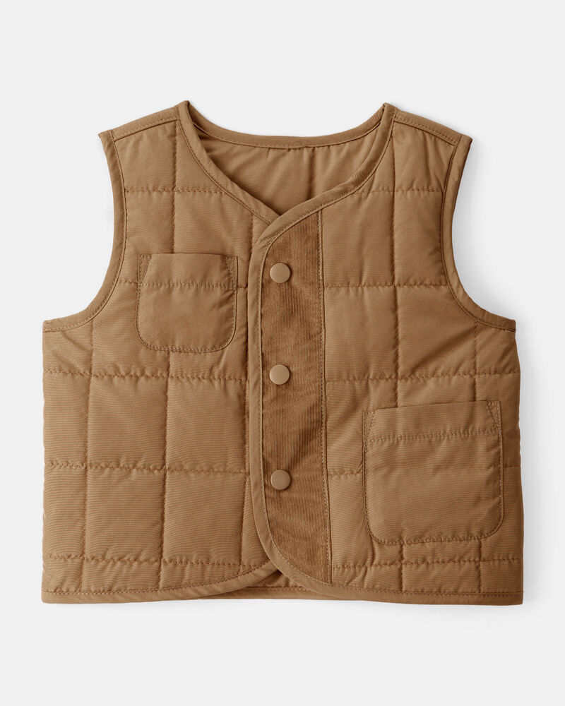 Baby Boy Sleeveless Puffer Vest - Brown, image 1 of 3 slides