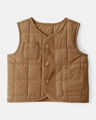 Baby Boy Sleeveless Puffer Vest - Brown, image 1 of 3 slides