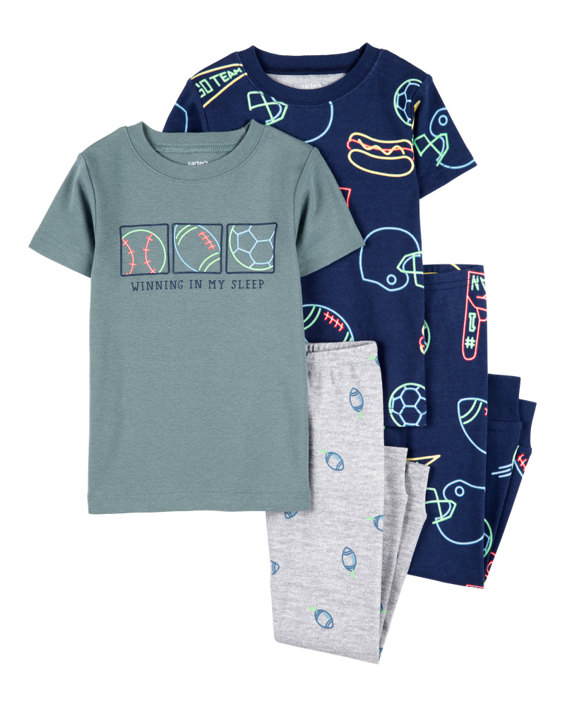 Toddler Boy 4-Piece Sports Cotton Pajamas, image 1 of 4 slides