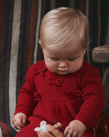 Baby Girl Organic Cotton Sweater Knit Dress, 