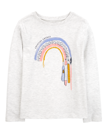 Girls Rainbow Long-Sleeve Graphic Tee - Grey, 