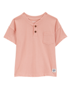 Baby Pocket Henley Tee - Coral, image 1 of 3 slides