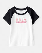 Girls 2-Piece G.O.A.T Graphic Tee & Knit Active Flared Pants Set - Black/Ivory, image 2 of 7 slides
