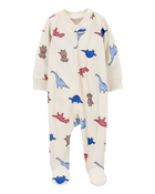 Baby Boy Dinosaur 2-Way Zip Waffle Knit Sleep & Play Pajamas, image 1 of 3 slides