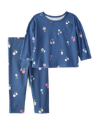 Baby Girl 2-Piece Floral Blue Top & Stretch Leggings Set - Blue, image 1 of 7 slides