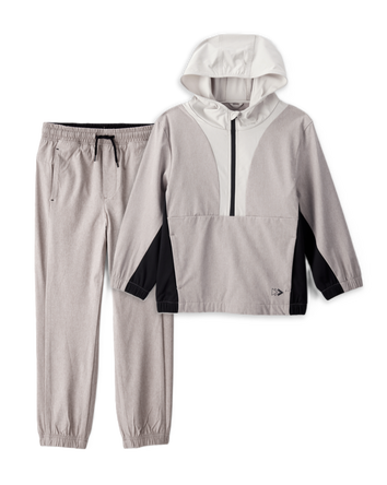 Boys 2-Piece Active Windbreaker & Jogger Set - Grey, 