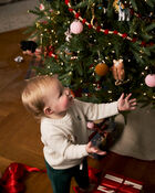 Baby Boy Holiday Print Long-Sleeve Sweater & Pant Set - White, image 2 of 7 slides