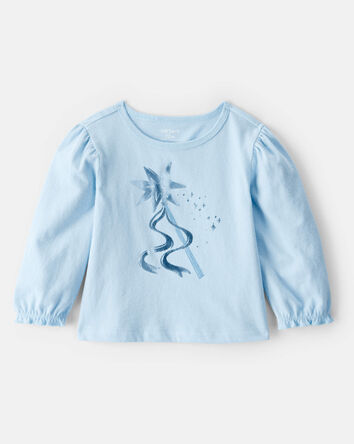 Baby Girl Metallic Princess Wand Long-Sleeve Graphic Tee - Blue, 