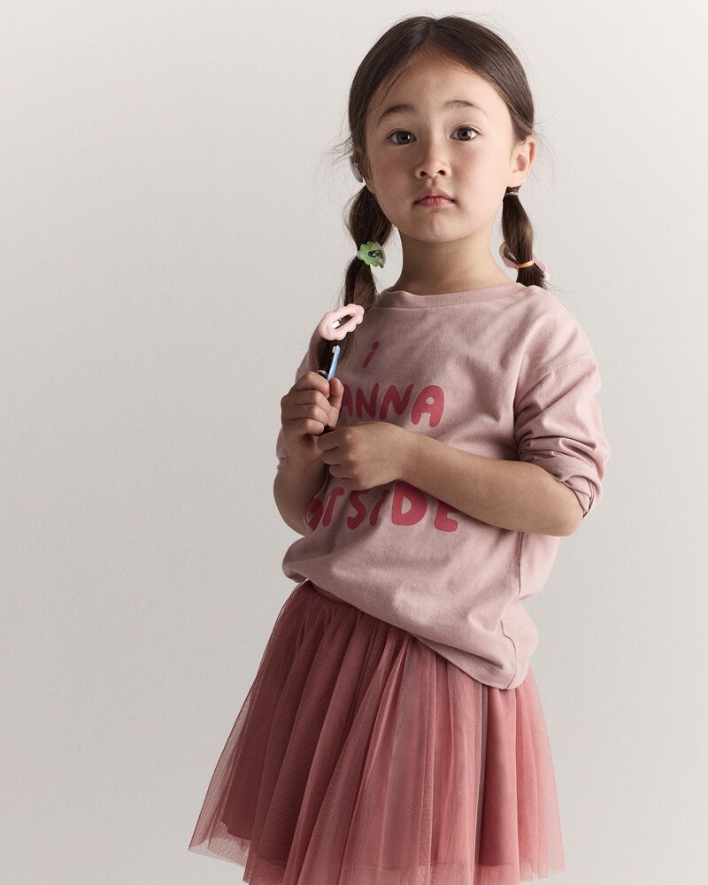 Toddler Girl 'I Wanna Go Outside' Long-Sleeve Relaxed Graphic Tee - Light Pink, image 5 of 6 slides