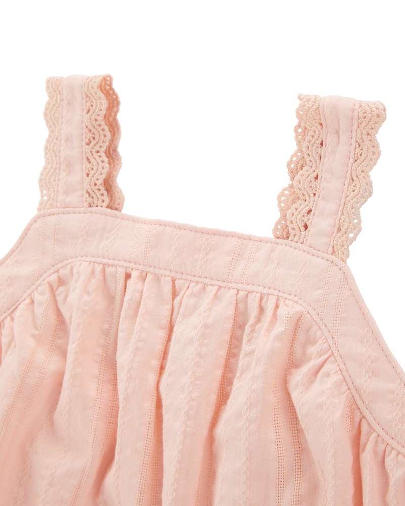 Baby Girl 3-Piece Lace Trim Outfit Set - Pink, image 2 of 4 slides