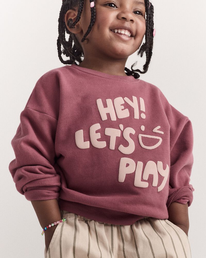 Toddler 'Hey! Let's Play' Dolman-Sleeve Sweatshirt - Burgundy, image 1 of 7 slides