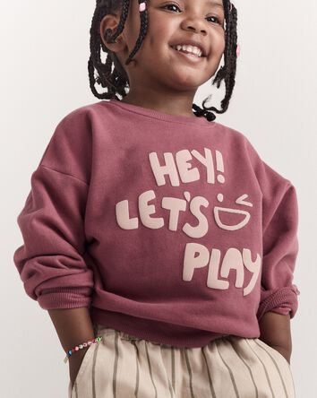 Toddler 'Hey! Let's Play' Dolman-Sleeve Sweatshirt - Burgundy, 