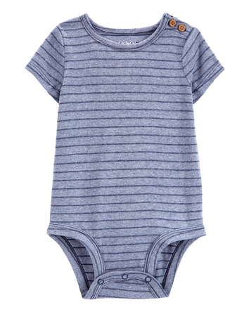 Baby Striped Short-Sleeve Bodysuit - Navy, 