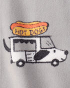 Toddler Boy Food Truck DreamPlush Snug Fit Long-Sleeve 1-Piece Pajamas - Grey, image 2 of 3 slides