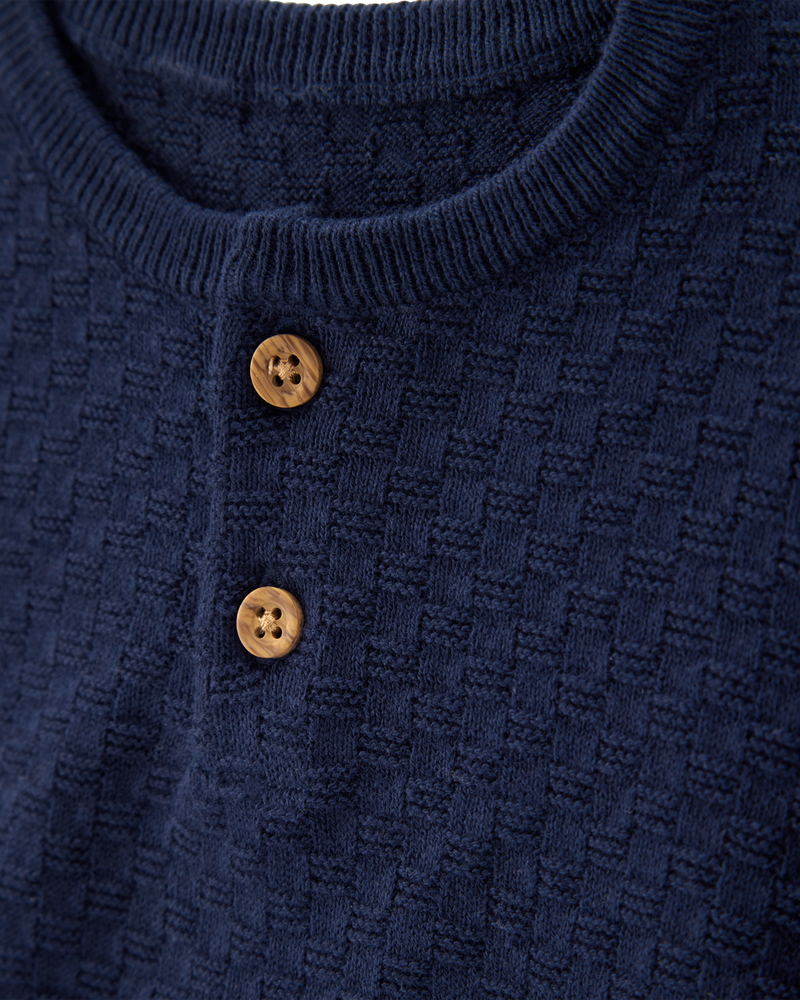 Baby 2-Piece Sweater Knit Henley & Short Set, image 2 of 4 slides