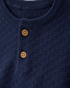 Baby 2-Piece Sweater Knit Henley & Short Set, image 2 of 4 slides
