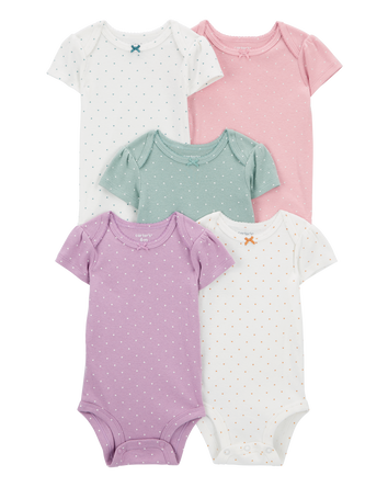 Baby 5-Pack Heart Polka Dot Short Sleeve Bodysuits, 