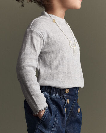 Toddler Girl Mock Neck Long-Sleeve Top - Heather Grey, 