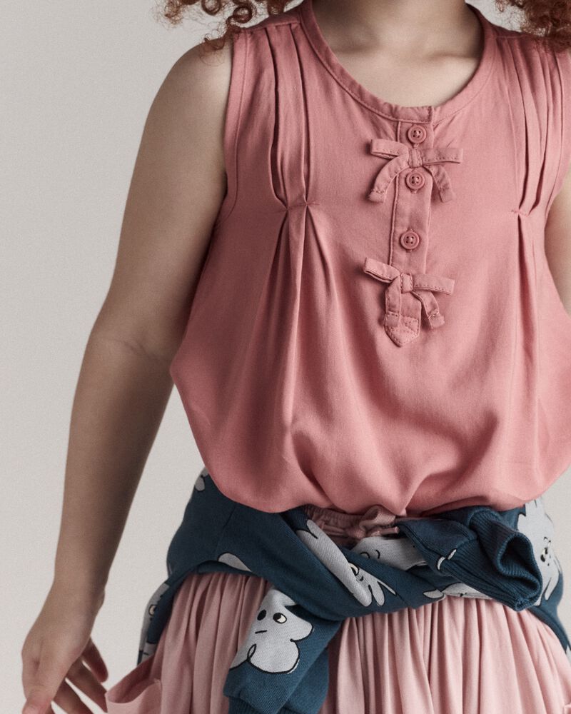 Toddler Girl Sleeveless Bow Top - Pink, image 1 of 6 slides